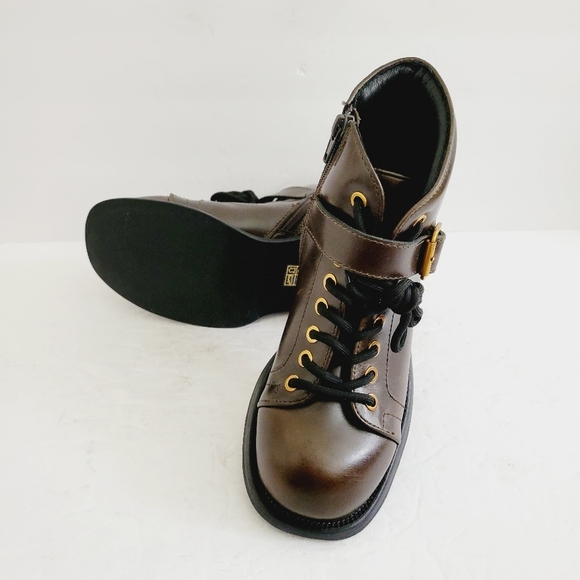 NEW Jeffrey Campbell Announce Brown Zip Lace Up Ankle Bootie Size 6.5 - Picture 7 of 9